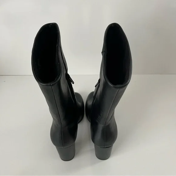 CHARLES DAVID Billow Faux Leather Pointed Toe Block Heeled Boot in Black NEW - Picture 8 of 14